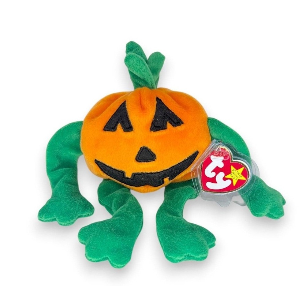 Pumkin the Pumpkin Ty Beanie Baby | Jack-O'-Lantern Pal | Mint Heart Tag